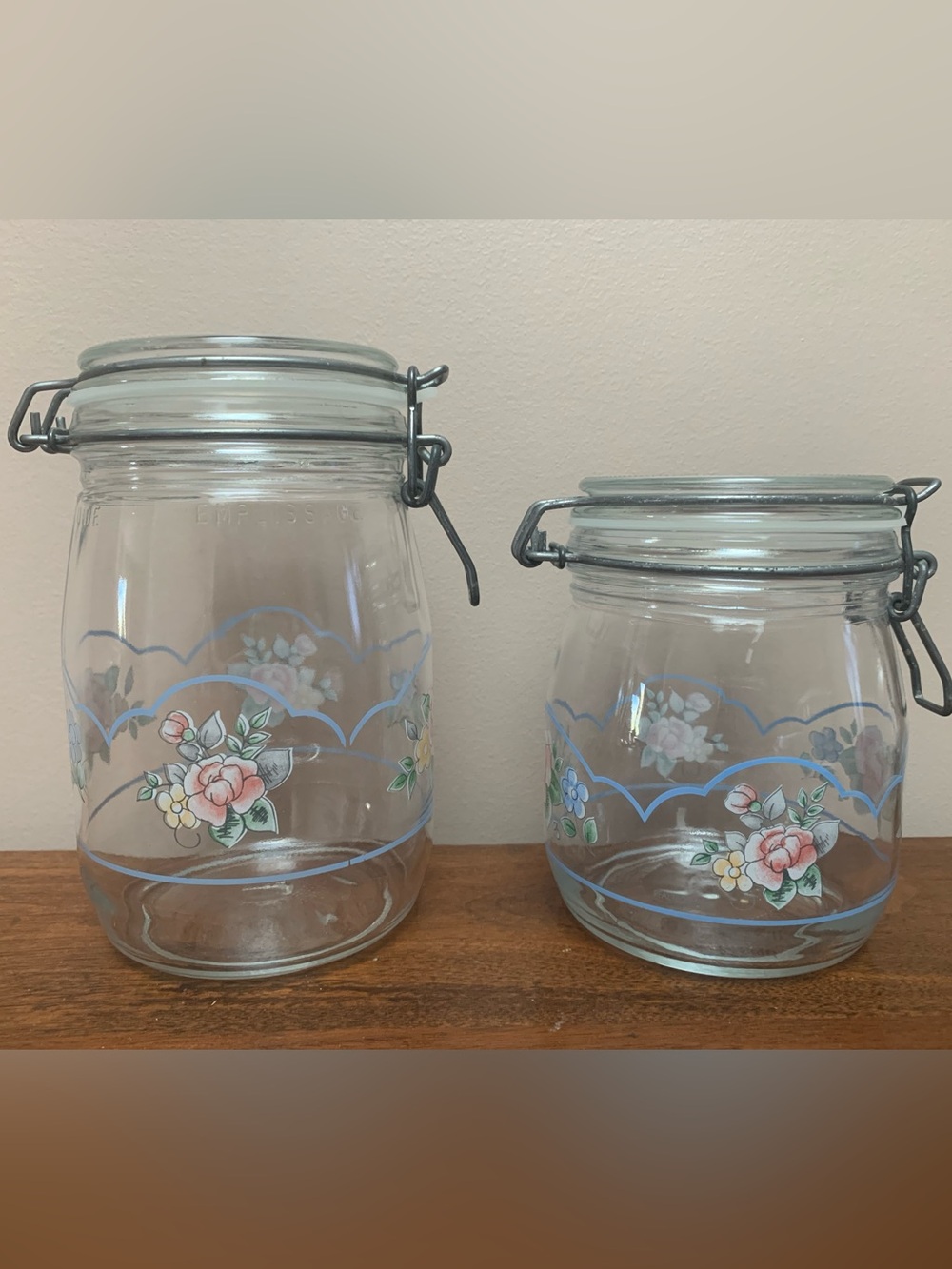 Set of Two Glass Canisters for Pfaltzgraff by Arc France